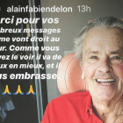 Alain Delon, en la foto de Instagram que ha compartido su hijo Alain Fabien Delon para agradecer las numerosas muestras de cariño recibidas por sus fans.-INSTRAGRAM / ALAIN FABIEN DELON