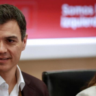 Pedro Sánchez y Adriana Lastra, el pasado 12 de marzo en la sede del PSOE.-PERIODICO (EFE / EMILIO NARANJO)