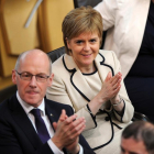 La ministra principal de Escocia, Nicola Sturgeon, durante el debate de los resultados del  'brexit' en el Parlamento escocés.-AFP / ANDY BUCHANAN