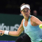 Garbine Muguruza, durante su partido contra Karolina Pliskova en Singapur.-AFP / ROSLAN RAHMAN