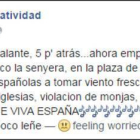 Captura del mensaje de Facebook de Nuria Losada Natividad.-