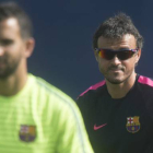 Montoya y Luis Enrique, en un entrenamiento del Barça.-Foto: EFE / MIKE BROWN