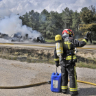 Bomberos de la Diputación en la extinción de un incendio-HDS