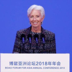 La directora del FMI, Christine Lagarde, en la conferencia anual del Foro de Boao para Asia, ayer.-AFP