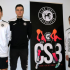 Víctor Chamarro, el entrenador Rubén Sanz y Diego Valero, los tres representantes del CSB en la preselección regional. HDS