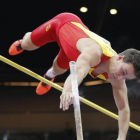 El saltador de pértiga catalán, Didac Salas, durante los Campeonatos de Europa de Atletismo de 2015.-VALDRIN XHEMAJ / EFE