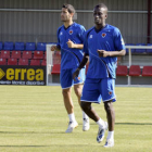 Lago Junior y Diego Antón en un entrenamiento de esta pretemporada. / V. Guisande-