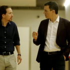 Pablo Iglesias y Pedro Sánchez, durante un encuentro que mantuvieron en marzo del 2016-JOSE LUIS ROCA