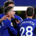 Los jugadores del Chelsea celebran uno de los dos goles al City-EL PERIÓDICO