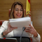 La presidenta de la Junta de Andalucía, Susana Díaz, durante la comparecencia en la comisión de investigación del Senado.-EFE / EMILIO NARANJO