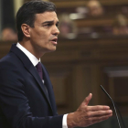 El Presidente del Gobierno y Secretario General del PSOE, Pedro Sanchez, en el Congreso de los Diputados. /-DAVID CASTRO