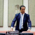 El consejero delegado de CaixaBank, Gonzalo Gortazar, durante su comparecencia en la comision del Congreso que investiga la crisis financiera y el rescate bancario.-EMILIO NARANJO (EFE)
