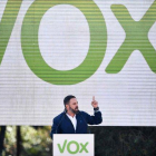 El presidente de Vox, Santiago Abascal durante un mítin.-AFP
