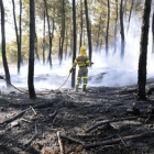 Trabajos de extinción en un fuego ocurrido este mes en Garray. / VALENTÍN GUISANDE-