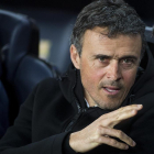 Luis Enrique durante el partido de hoy contra el Sporting.-EFE