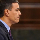 Pedro Sánchez, en el Congreso.-JOSE LUIS ROCA