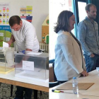 Elia Jiménez votando y mesa electoral de Monteagudo-