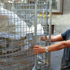 Un trabajador en Barcelona realizando tareas con riesgo de toxicidad.-FERRAN NADEU (EL PERIÓDICO)
