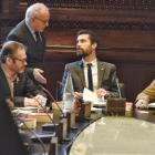 La Mesa del parlament, reunida esta mañana.-FERRAN SENDRA