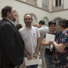 Oriol Junqueras, Benet Salellas, Anna Gabriel y Gabriela Serra en la presentación de la ley del referéndum en el auditorio del Parlament.-ALBERT BERTRAN