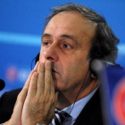 Platini durante un acto celebrado por la UEFA-AGENCIA AFP / NIKOLAY DOYCHINOV