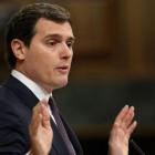 Albert Rivera, durante su intervención en el pleno del Congreso sobre el debate de las pensiones.-JUAN MANUEL PRATS