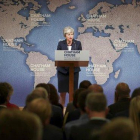 Theresa May, en su último discurso en Londres.-AP / HENRY NICHOLLS