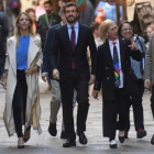 Pablo Casado,  Cayetana Álvarez de Toledo y Rosa Diez antes del acto PP en el salon del Tinell-JORDI COTRINA