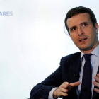 El líder del PP, Pablo Casado, en la entrevista con la agencia Efe.-BALLESTEROS (EFE)