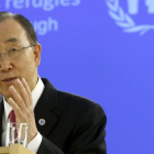 Ban Ki Moon, secretario general de la ONU, en la reunión de la UNHCR en Ginebra este miércoles.-DENIS BALIBOUSE