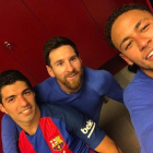 Suárez, Messi y Neymar, tras el partido, en una foto del brasileño en sus redes sociales.-
