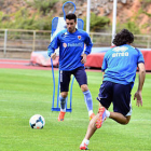 Natalio y Víctor Andrés en un entrenamiento de esta semana. / Álvaro Martínez-