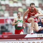 Sebastián Martos en la segunda serie de los 3.000 obstáculos de los Juegos Olímpicos de Tokio. RFEA