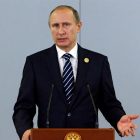 El presidente ruso, Vladímir Putin, durante una rueda de prensa con motivo de la décima cumbre del G20 celebrada en Antalya-EFE