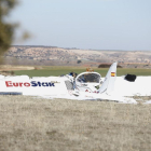 Imagen de la avioneta caída en el aeródromo de Corral de Ayllón, en Segovia.-- ICAL