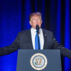 El presidente de EEUU Donald Trump pronuncia un discurso en Washington.-EFE  / EPA