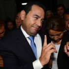 Jimmy Morales, el presidente electo de Guatemala, celebra su victoria.-AP / OLIVER DE ROS