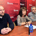 Fernando Sánchez, Lourdes Andrés y Carlos Heras en la presentación de la fase de ascenso. / A. M.-
