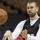 Marc Gasol entrenando con los Toronto Raptors.-FRANK GUNN/ AP