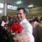 El candidato a la Presidencia, Luis Tudanca, al término de su intervención en el cierre de campaña electoral del PSOECyL en Zamora-Ical