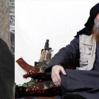 La imagen de la derecha de Abu Bakr al Baghdadi, pertenece a julio del 2014 y la de la izquierda a abril del 2019.-