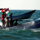 Una flotilla de barcos pesqueros parte de Gaza para romper el bloqueo israelí.-AFP / MAHMUD HAMS