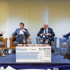 Pablo Lago, Óscar Puente, Jesús Julio Carnero y Pablo Fernández, en un momento del Club de Prensa de EL MUNDO DE CASTILLA Y LEÓN sobre los 40 años de la Constitución.-- J. M. LOSTAU