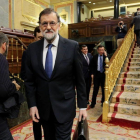 El presidente del Gobierno, Mariano Rajoy, en el pleno del Congreso dedicado al debate sobre pensiones.-JUAN MANUEL PRATS