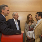 El presidente del Consejo de Cuentas, Jesús Encabo (2I), comparece ante la Comisión de Economía y Hacienda de las Cortes. Le acompañan en la imagen, José Javier Izquierdo Roncero (I), Virginia Barcones Sanz (2D) y Juan Luis Cepa Álvarez (D), procuradores -Ical