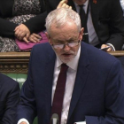 El líder laborista, Jeremy Corbyn, durante un intervención hoy miércoles en el Parlamento británico.-AFP