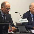 Enrico Letta, izquierda, con Joan Josep Brugera, en el Círculo de Economía-JOAN PUIG