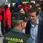 El presidente del PP, Pablo Casado, en su visita este agosto a Algeciras. /-JORGE GUERRERO (AFP)