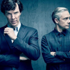 Benedict Cumberbatch y Martin Freeman, en una imagen promocional de la serie de la BBC 'Sherlock'.-