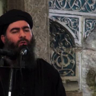Abú Bakr Al Baghdadi, durante una de sus pocas intervenciones públicas.-AFP